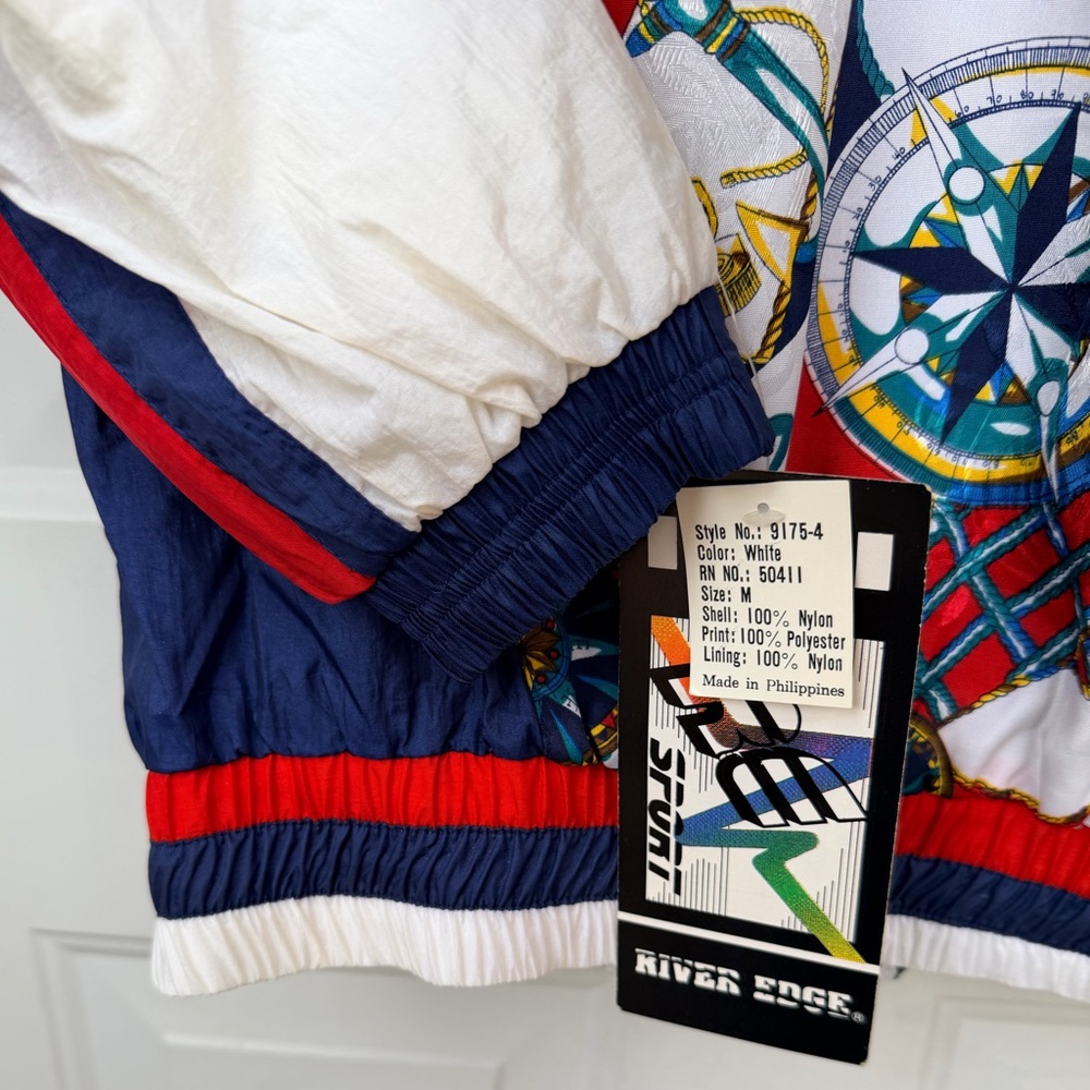 NWT Vintage 90s River Edge RE Sport Nautical Print Windbreaker Jacket Retro - Picture 12 of 16